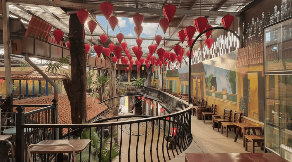 The antique-style cafes in this market offer a nostalgic and cozy ambiance